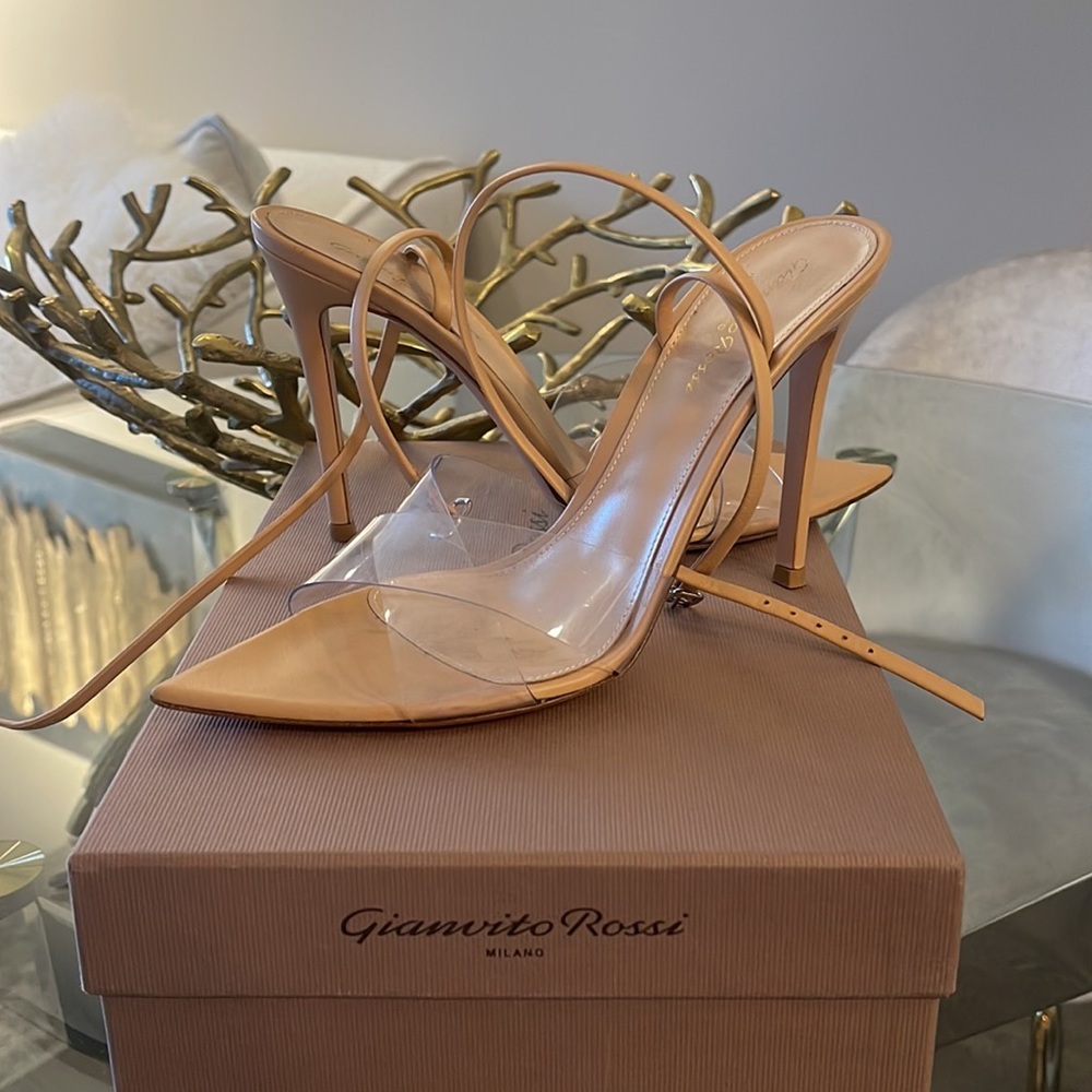 Gianvito Rossi Stark Plexi Ankle Strap Heels Size 38.5